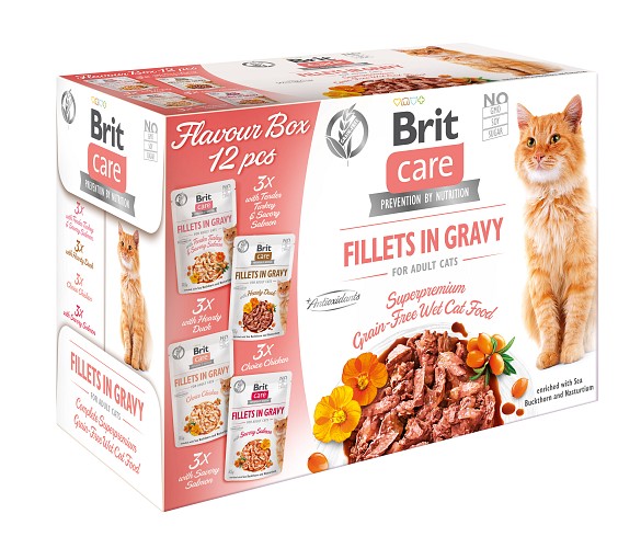 Brit Care® Cat Pouches Fillets in Gravy Flavour Box