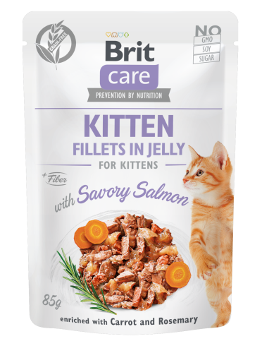 Brit Care® Cat Pouches Fillet Jelly Kitten Savory Salmon with Carrot & Rosemary